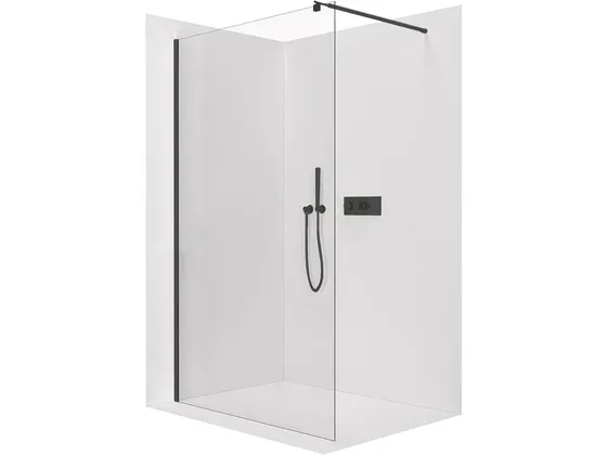 CERANO Walk-in Onyx Round 120 × 190 cm – čierna matná sprchová zástena, číre sklo