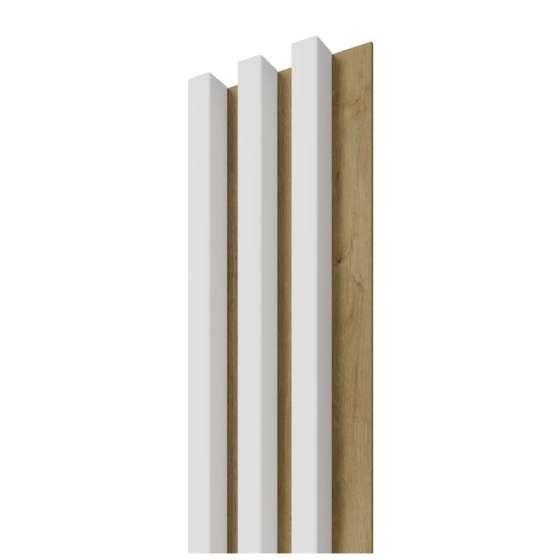 LINEA SLIM 3 stenové lamely- biele lamely na dubovom podklade