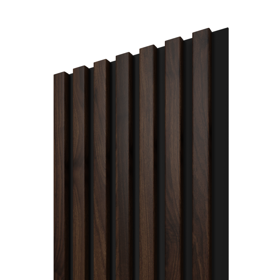 SOLID LINE 7S Walnut/Čierna – dekoratívne stenové lamely 2650 × 305 × 15 mm