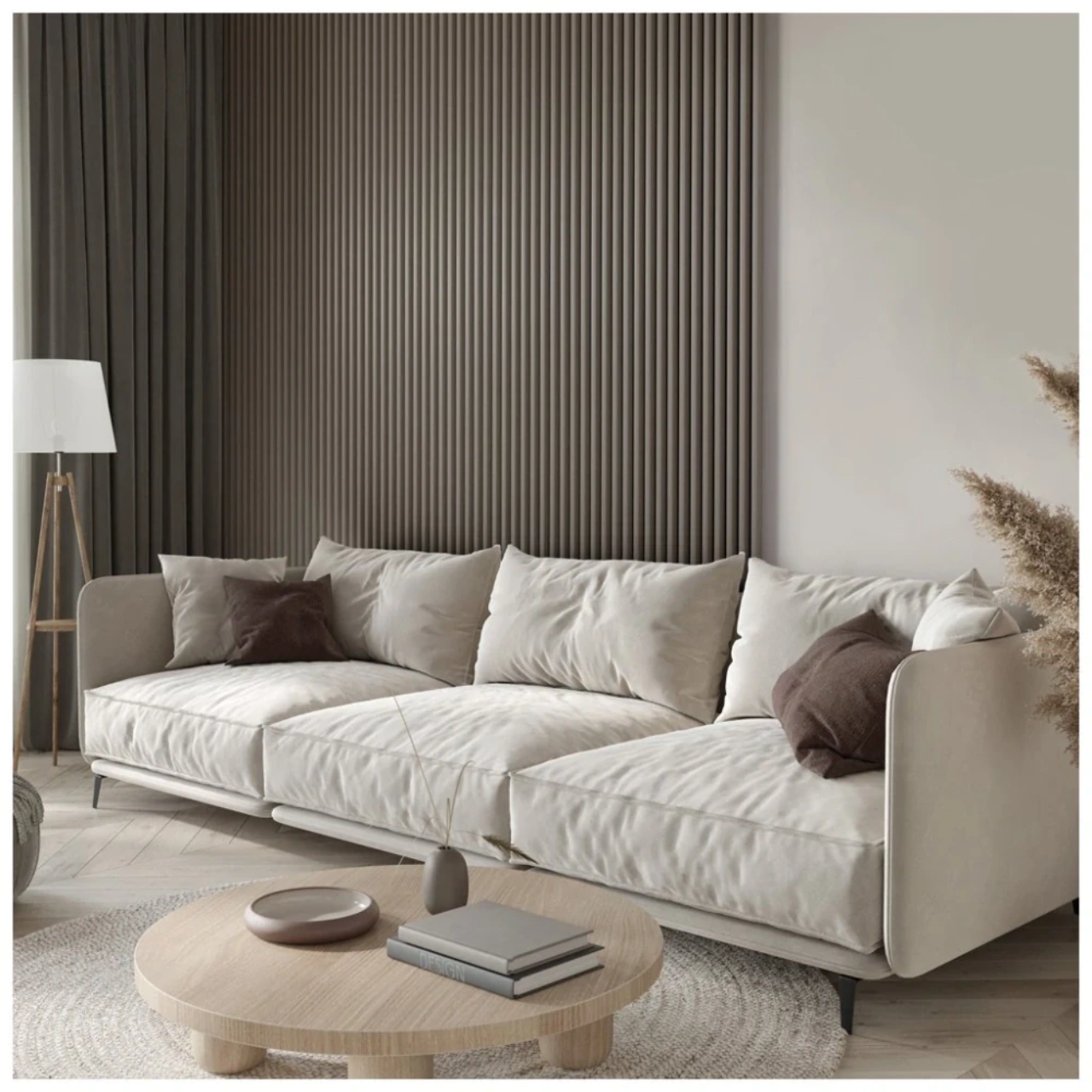 Stenova lamela LINEA SLIM 3 taupe japandi bezova cierna stena