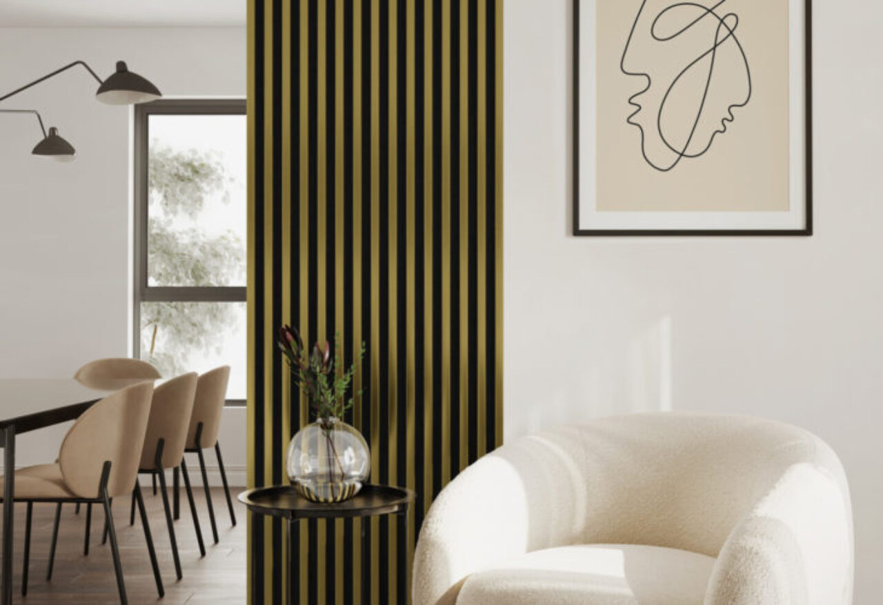 LINEA slim 3 zlaty cierny stenove lamely v interieri domu